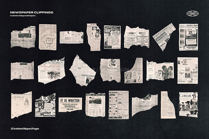 100+旧报纸剪报拼贴画图片素材PNG